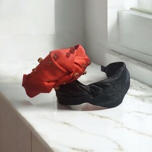 Elegant Black and Red Embellished Headband Bundle New